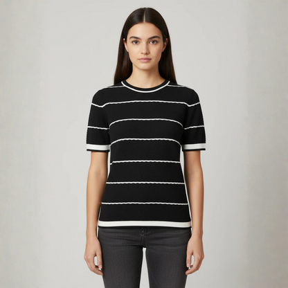 Black & White Monochrome Crew Neck Top