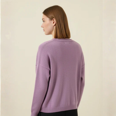 Women's Lavender V-Neck Sweater - 3