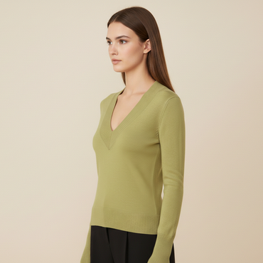 Women's Casual V-Neck Sweater - 2