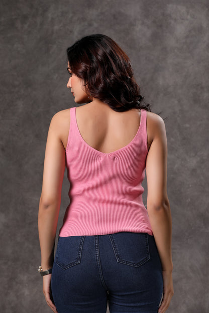 Women's Pink Tank Top with Lace