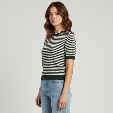 Women's Forest Green Short Sleeve Top - 2