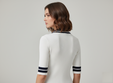 Women's Ribbed Knit Polo Top - 3