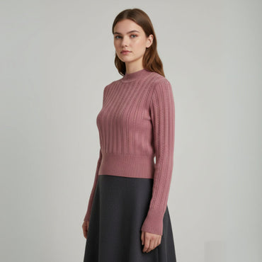 Women's Ribbed Knit Sweater - 1